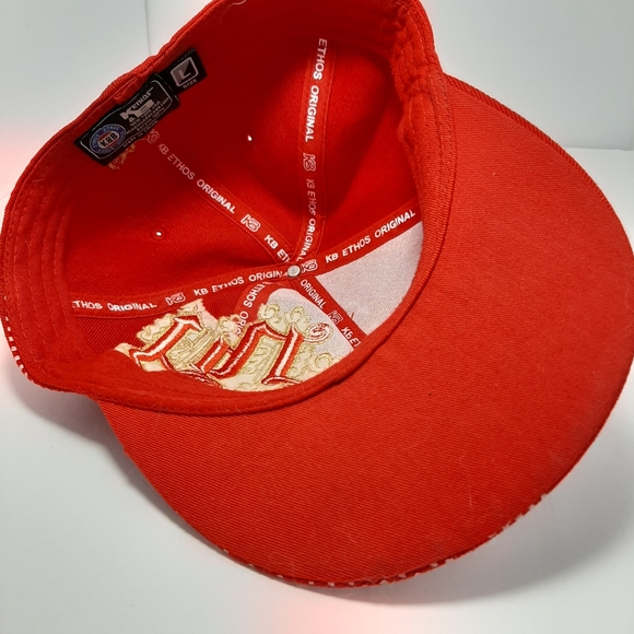 K & B Ethos Size L Hat Cap NY Red & Gold - Picture 2 of 5